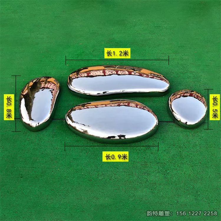 抽象不銹鋼鵝卵石雕塑，庭院鏡面鵝卵石雕塑定做廠家